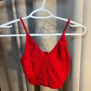 Red Ribbed Women's Camisole Top